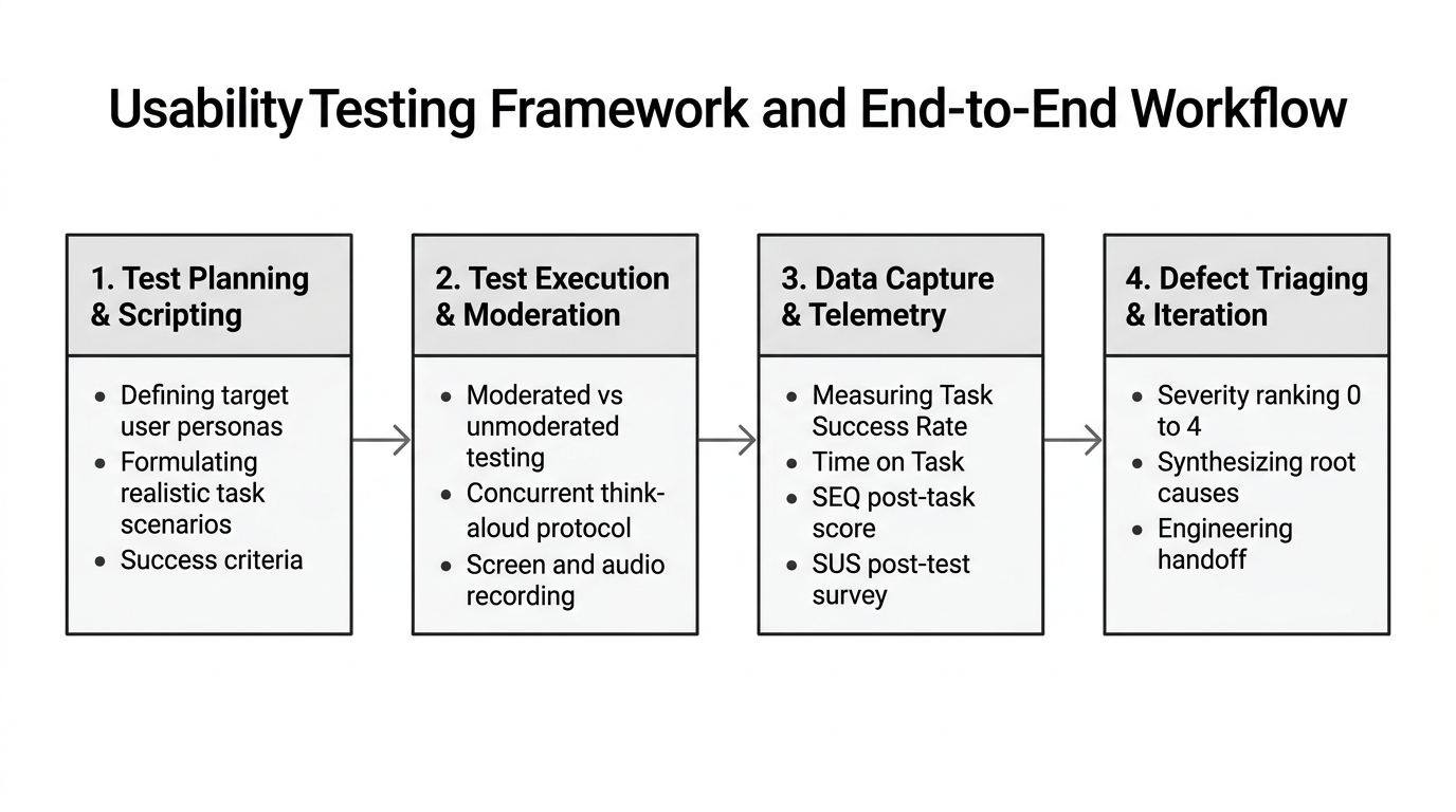 Empirical Usability Testing protocol and defect triaging workflow