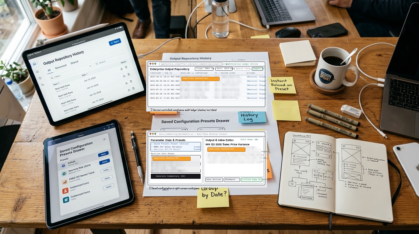 Configuration Presets Wireframing Sketches